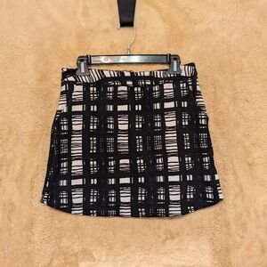 Lush Black and Cream Checkered Mini Skirt